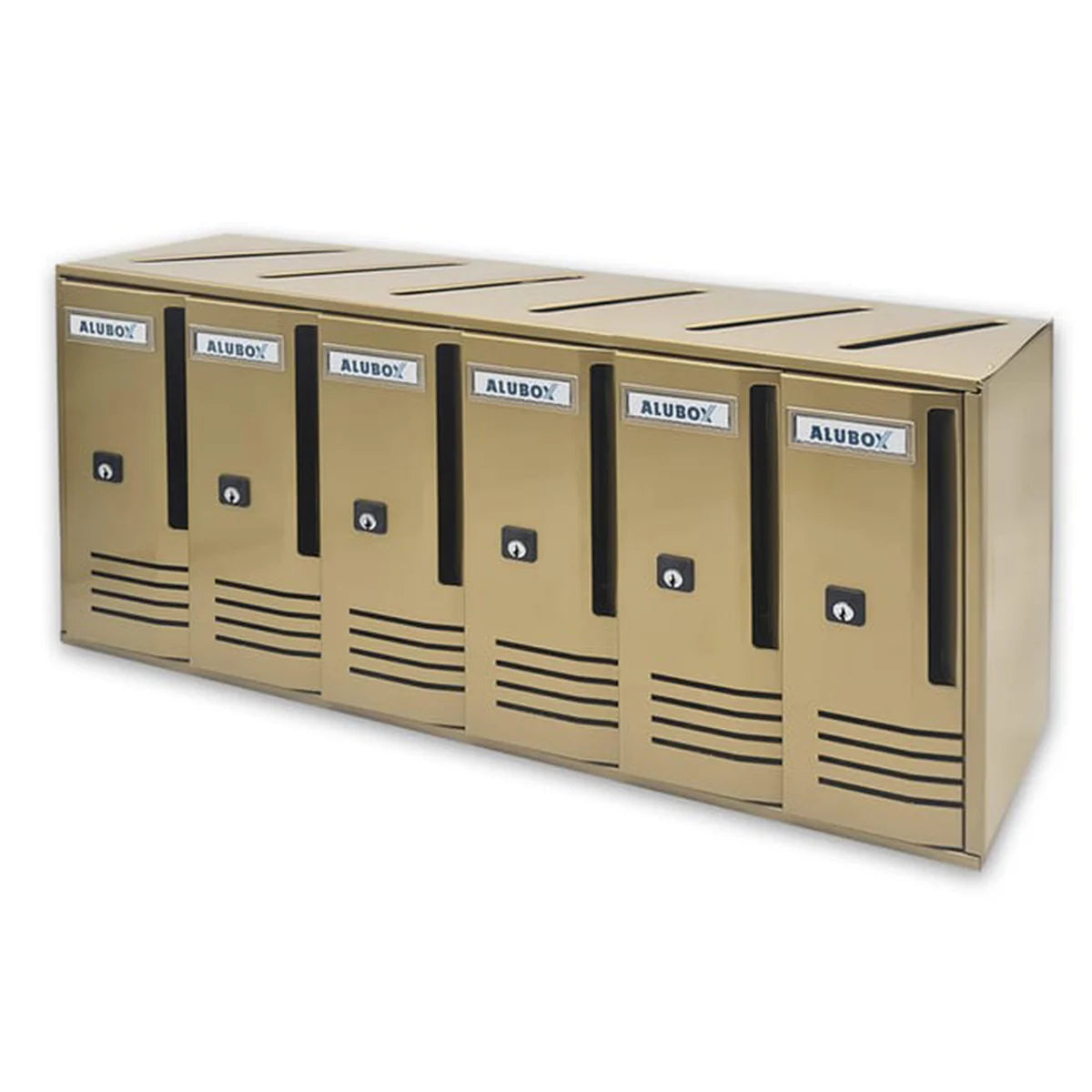 Cassetta per posta "Cubo" in alluminio, modello da esterno verniciata bronzo